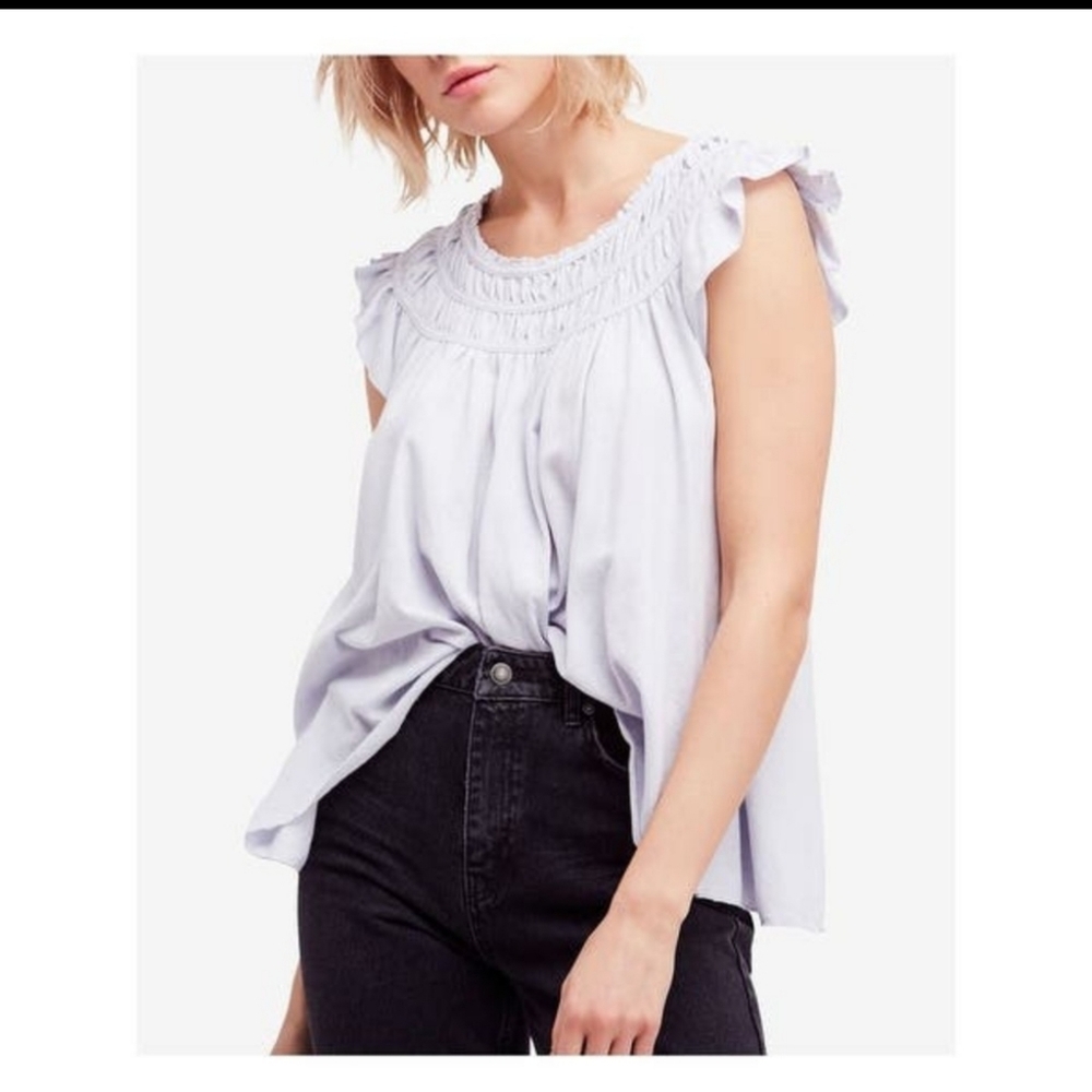 Free People Coconut Gathered Top In Lavender